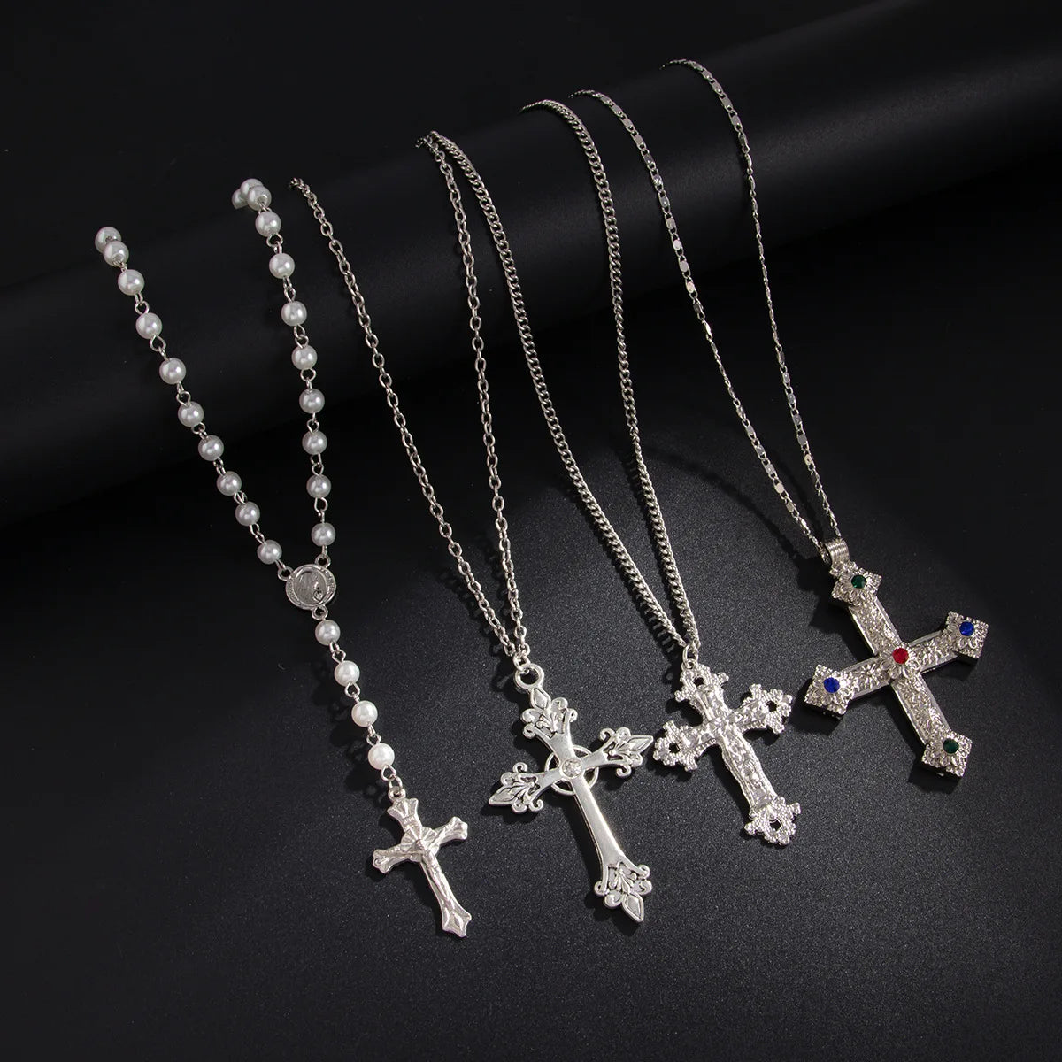 Men’s Cross Necklace Set, Hip-Hop Niche Pearl Chain, Stylish Collar Jewelry, Daily/Street Versatile, Perfect Gift,Limited Offer