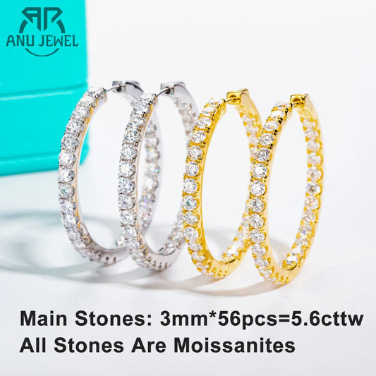 D Color Moissanite Hoop Earrings – 925 Luxury Sparkle