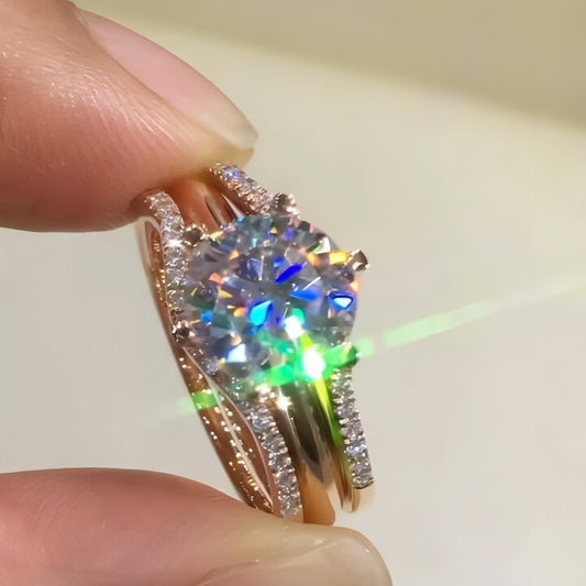18K Gold Moissanite Ring – 1 Stunning Two-in-One Design for Her
