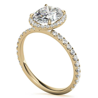 Oval Halo Moissanite Ring – 1 Radiant Yellow Gold Beauty