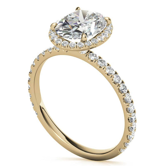 Oval Halo Moissanite Ring – 1 Radiant Yellow Gold Beauty