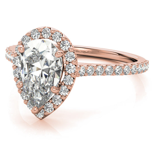 Rose Gold Moissanite Ring – 1 Radiant Pear-Shaped Sparkler
