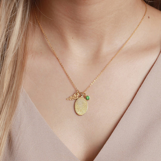 Personalized Fingerprint Necklace – Custom Jewelry with Birthstone