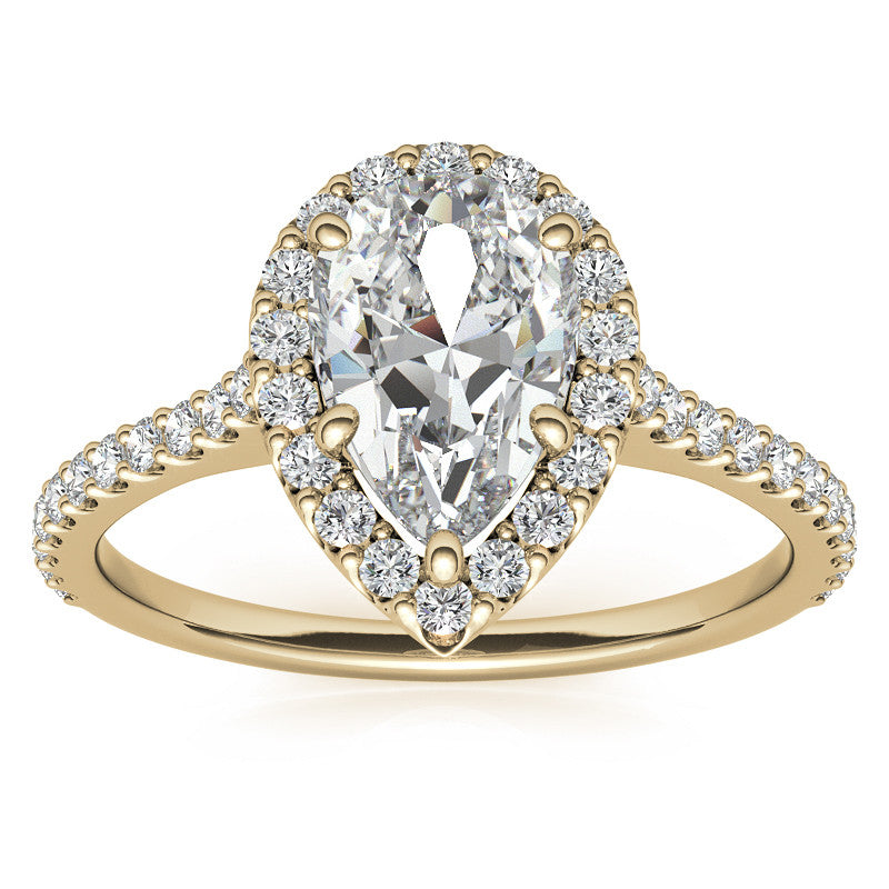 Pear-Shaped Moissanite Ring – 1 Golden Glow of Timeless Beauty