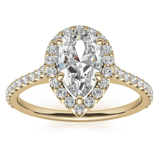 Pear-Shaped Moissanite Ring – 1 Golden Glow of Timeless Beauty