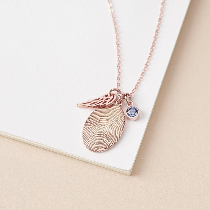 Personalized Fingerprint Necklace – Custom Jewelry with Birthstone