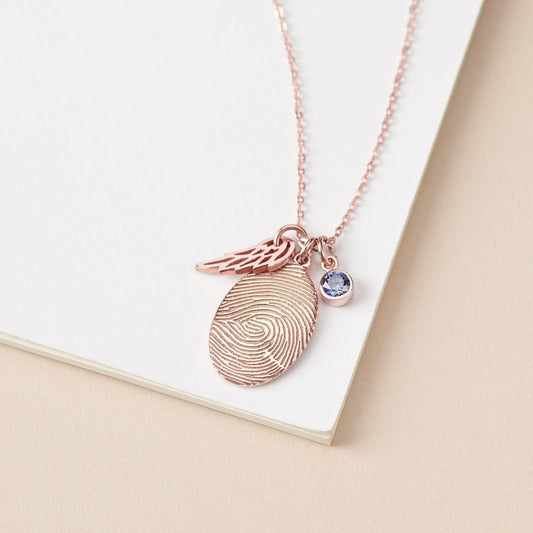 Personalized Fingerprint Necklace – Custom Jewelry with Birthstone