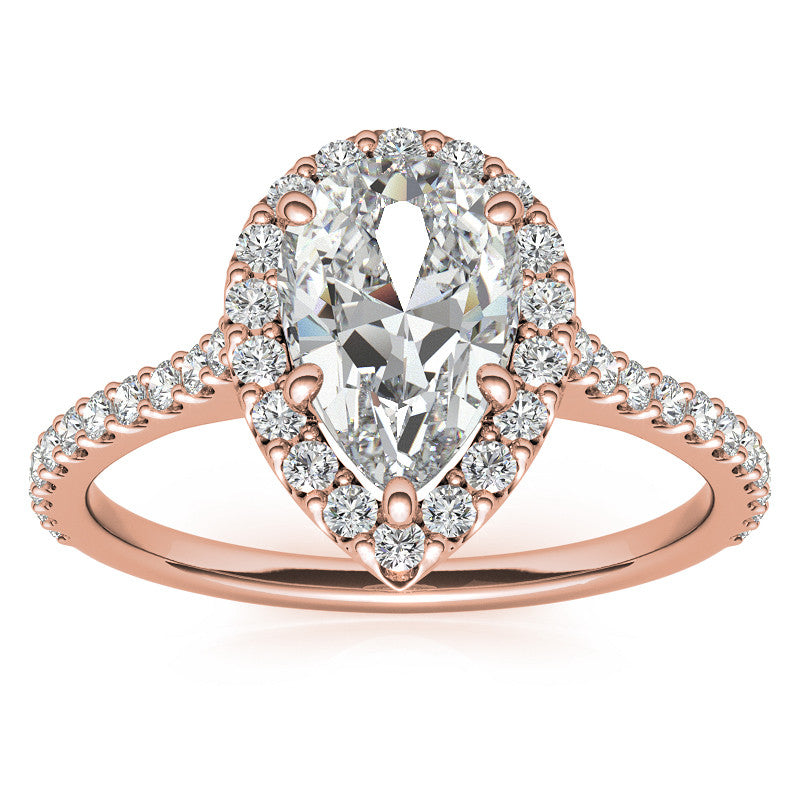 Rose Gold Moissanite Ring – 1 Radiant Pear-Shaped Sparkler