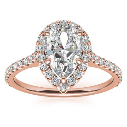 Rose Gold Moissanite Ring – 1 Radiant Pear-Shaped Sparkler