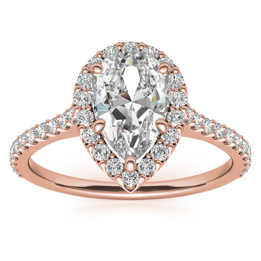 Rose Gold Moissanite Ring – 1 Radiant Pear-Shaped Sparkler