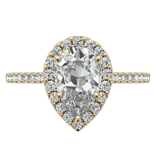 Pear-Shaped Moissanite Ring – 1 Golden Glow of Timeless Beauty