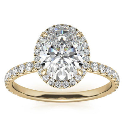 Oval Halo Moissanite Ring – 1 Radiant Yellow Gold Beauty