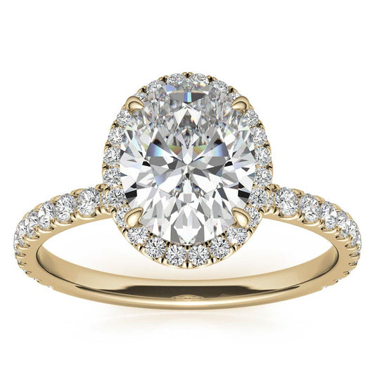 Oval Halo Moissanite Ring – 1 Radiant Yellow Gold Beauty