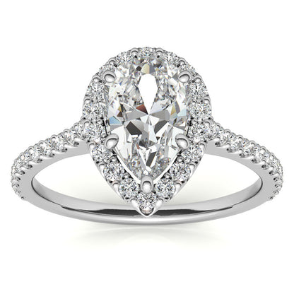 Pear-Shaped Moissanite Ring – 1 Elegant White Gold Sparkler