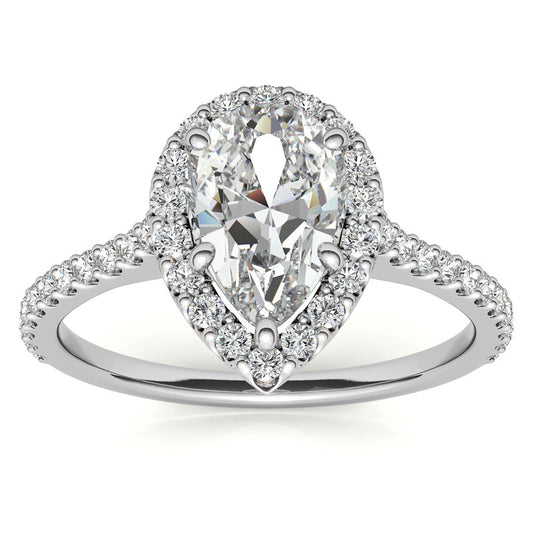 Pear-Shaped Moissanite Ring – 1 Elegant White Gold Sparkler