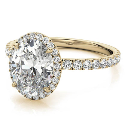 Oval Halo Moissanite Ring – 1 Radiant Yellow Gold Beauty