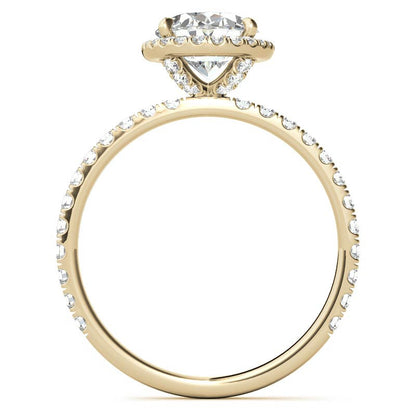 Oval Halo Moissanite Ring – 1 Radiant Yellow Gold Beauty