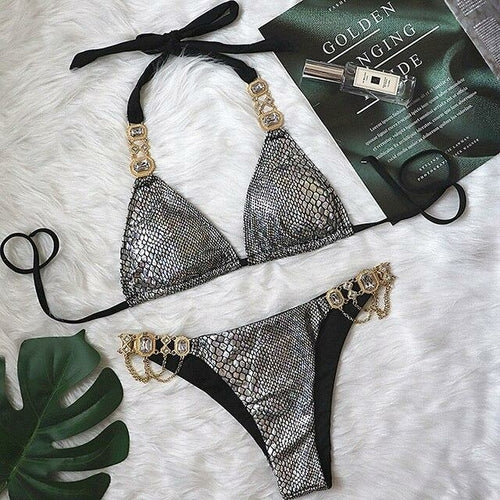 Luxury Rhinestone Bikini Set – Dazzling Two-Piece Swimwear